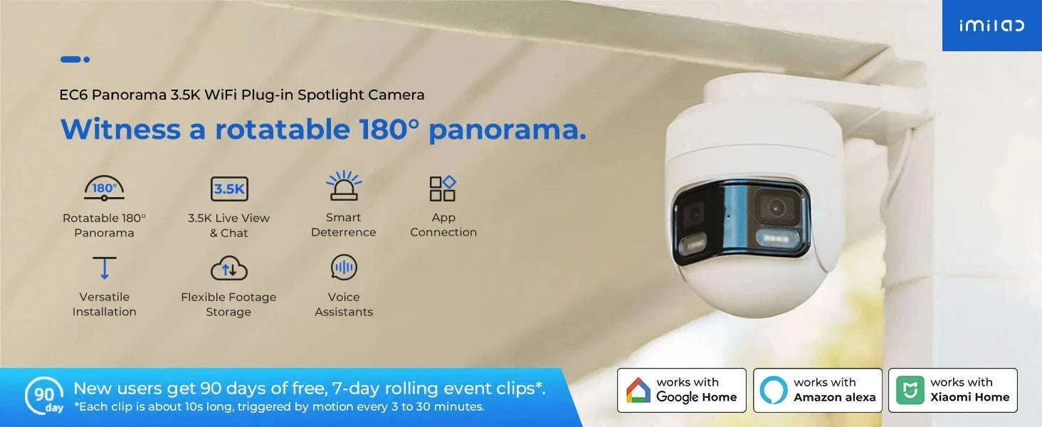 IMILAB EC6 Panorama 6MP 180° WiFi Outdoor Security Camera-EC6 Panorama 3.5K / Cam Add 32G / US Plug|China Mainland
