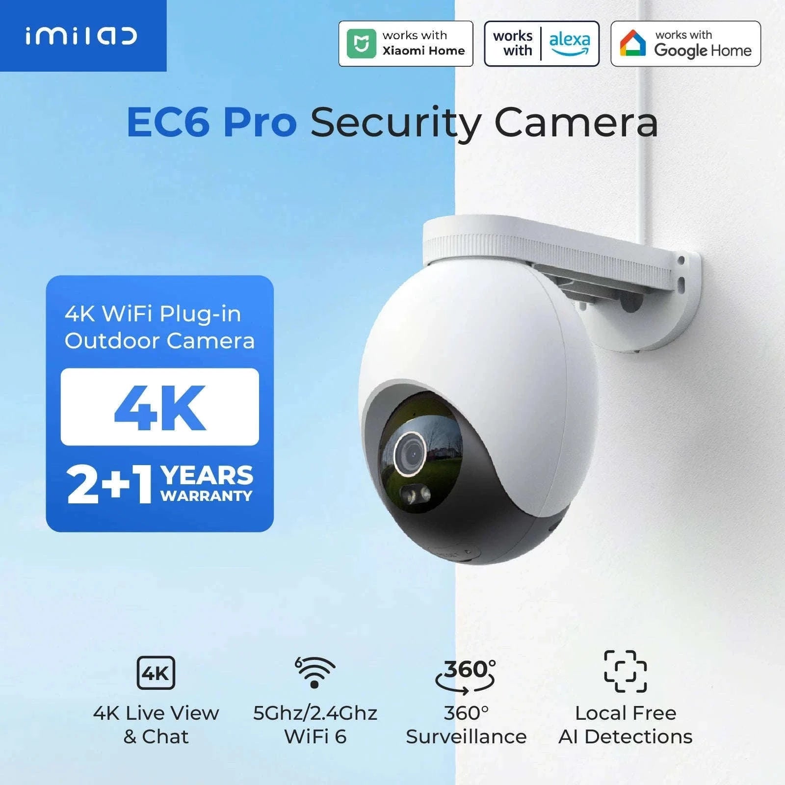 IMILAB EC6 Pro 8MP Outdoor Security Camera with AI Tracking-Cam / US Plug / China Mainland