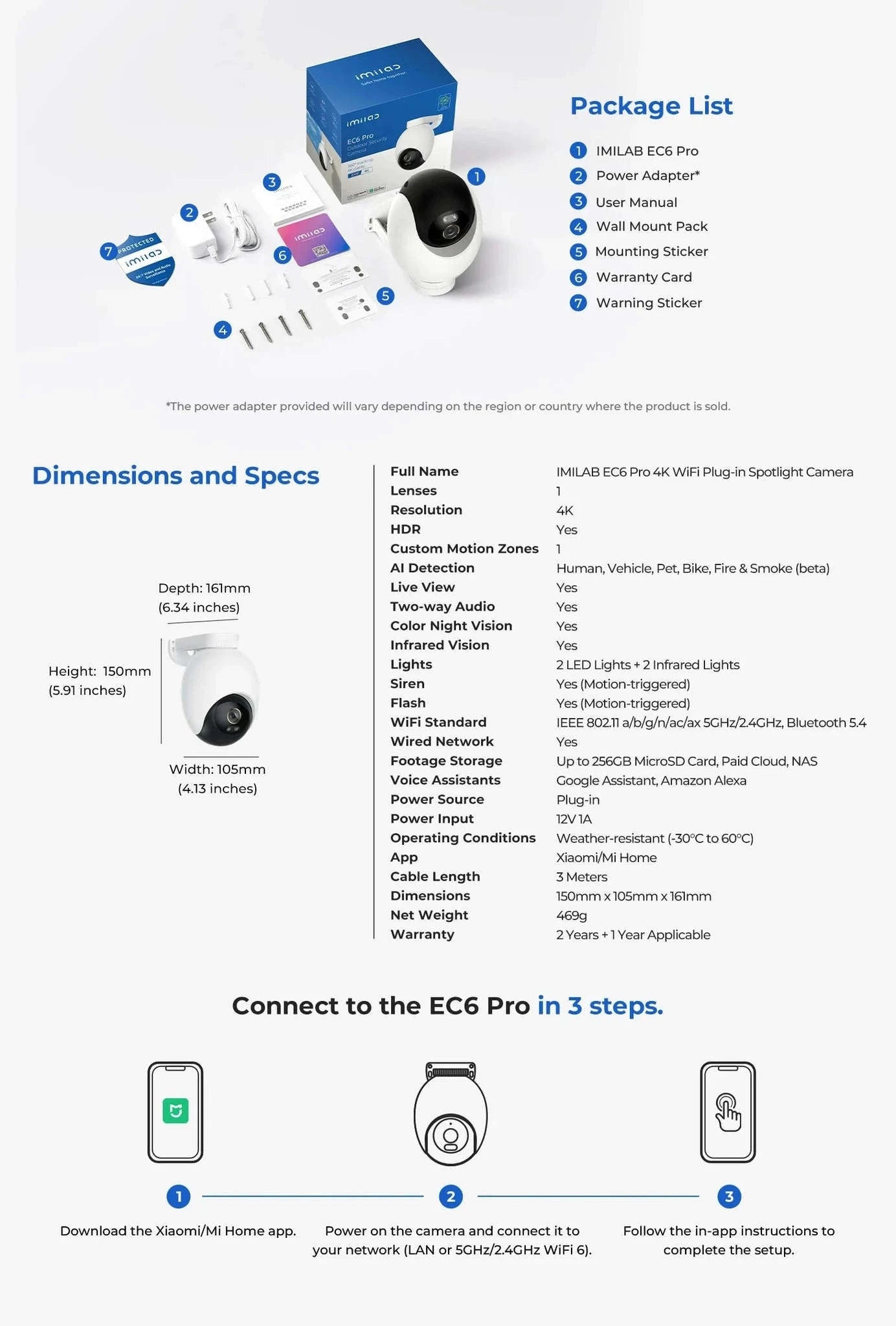 IMILAB EC6 Pro 8MP Outdoor Security Camera with AI Tracking-Cam / US Plug / China Mainland