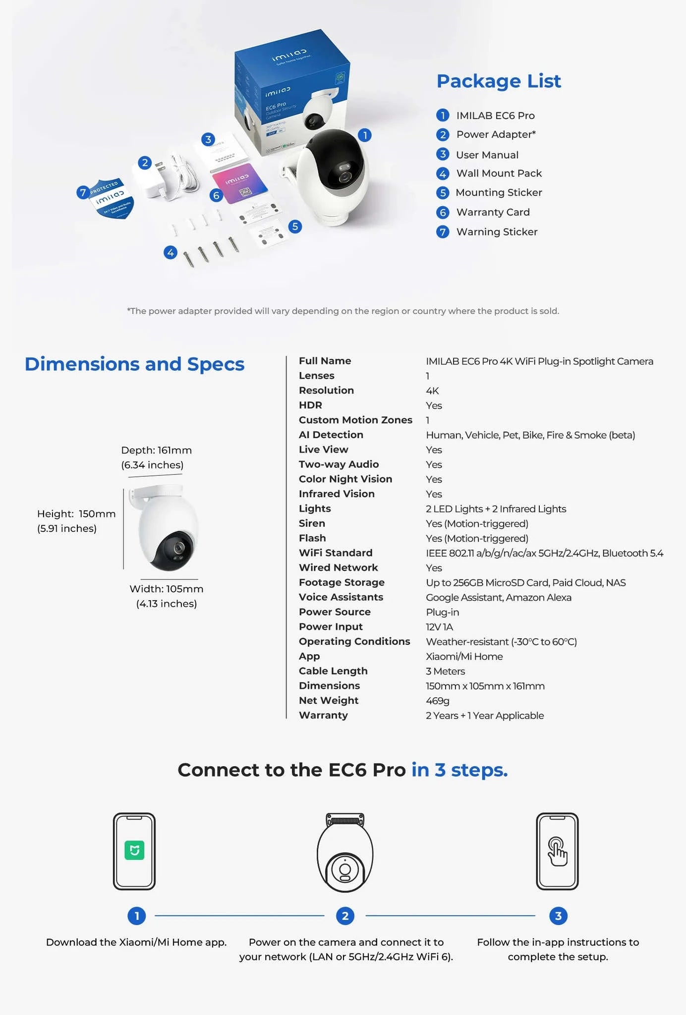 IMILAB EC6 Pro 8MP Outdoor Security Camera with AI Tracking-Cam / US Plug / China Mainland