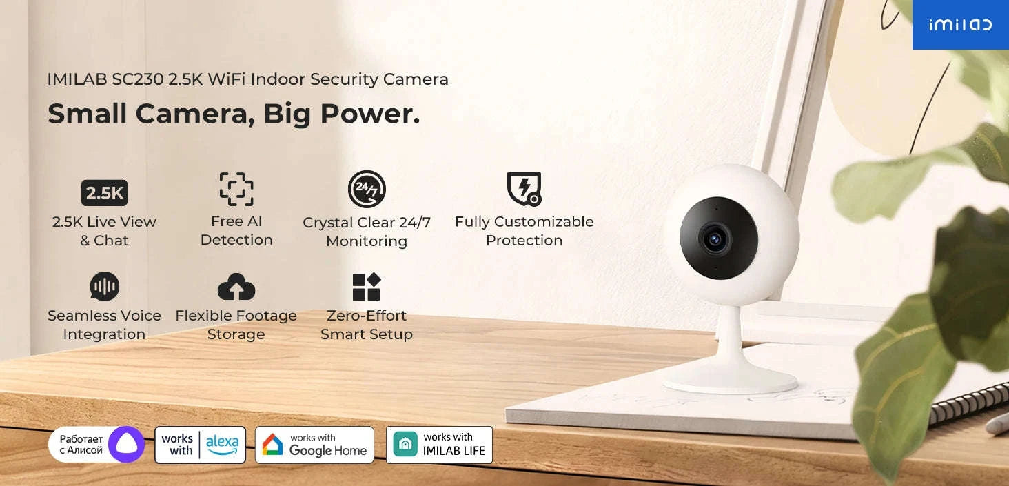 IMILAB SC230 2.5K Indoor Wi-Fi Security Camera with AI Detection-SC230 / EU Plug / China Mainland