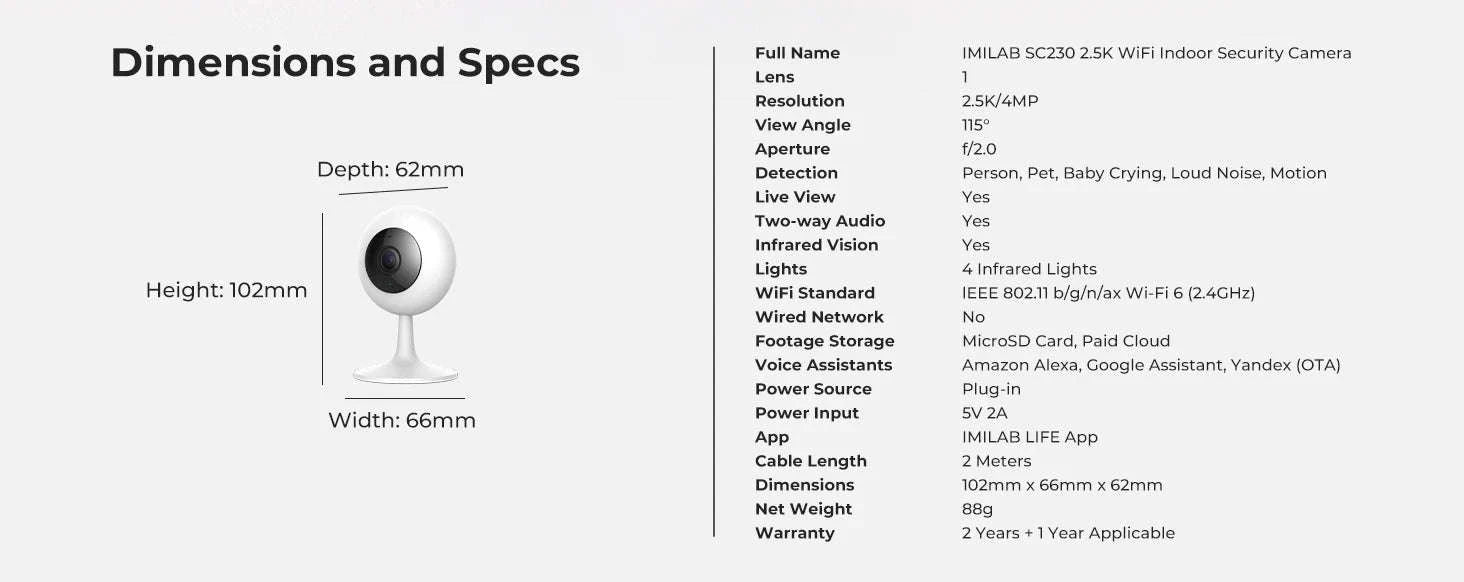 IMILAB SC230 2.5K Indoor Wi-Fi Security Camera with AI Detection-SC230 / EU Plug / China Mainland