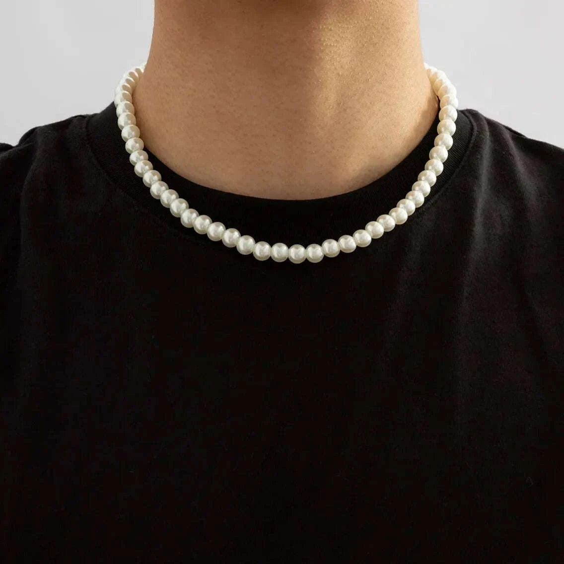 Imitation Pearl Choker Necklace-white 45cm