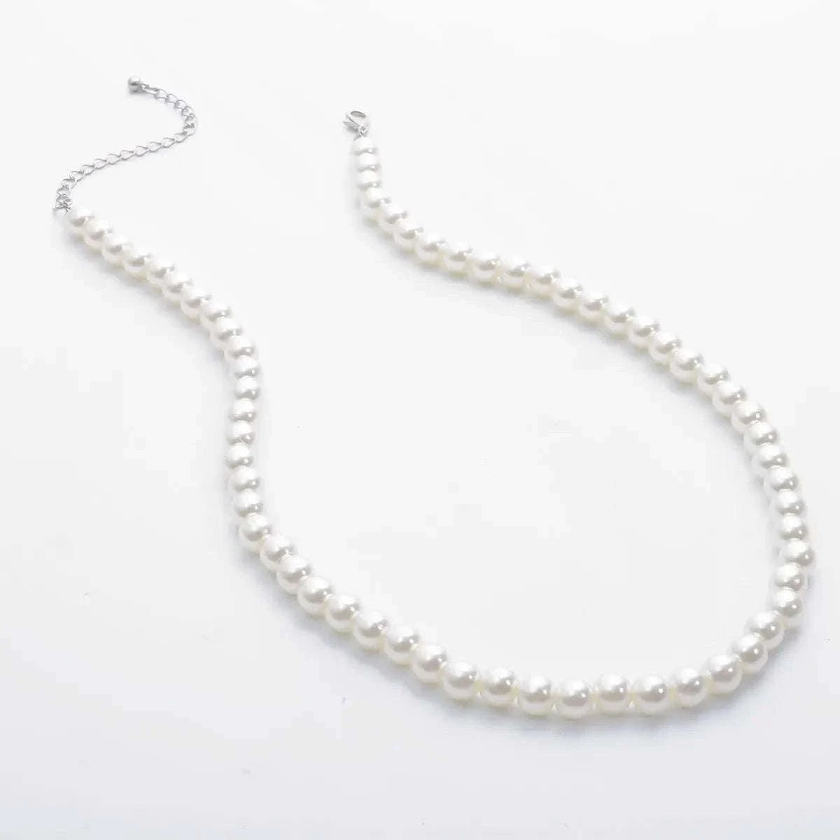 Imitation Pearl Choker Necklace-white 45cm