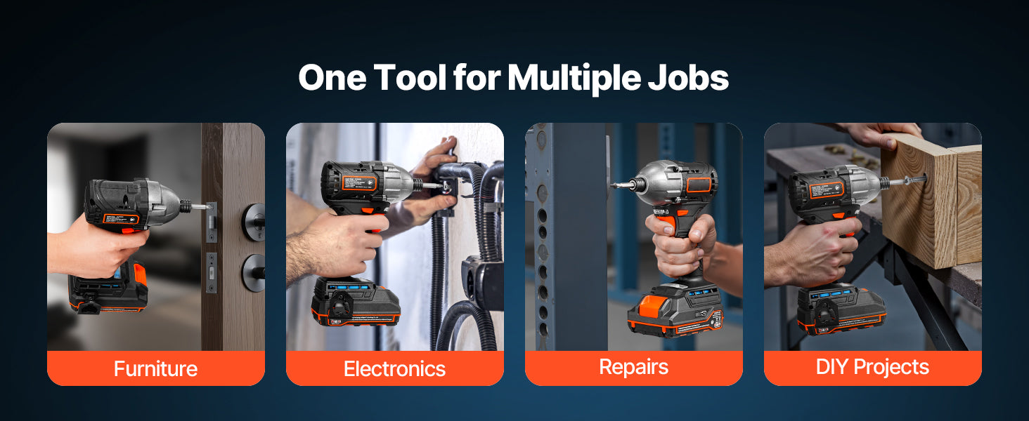 20V Cordless Impact Driver 2800 RPM with Battery, Bits & LED Light