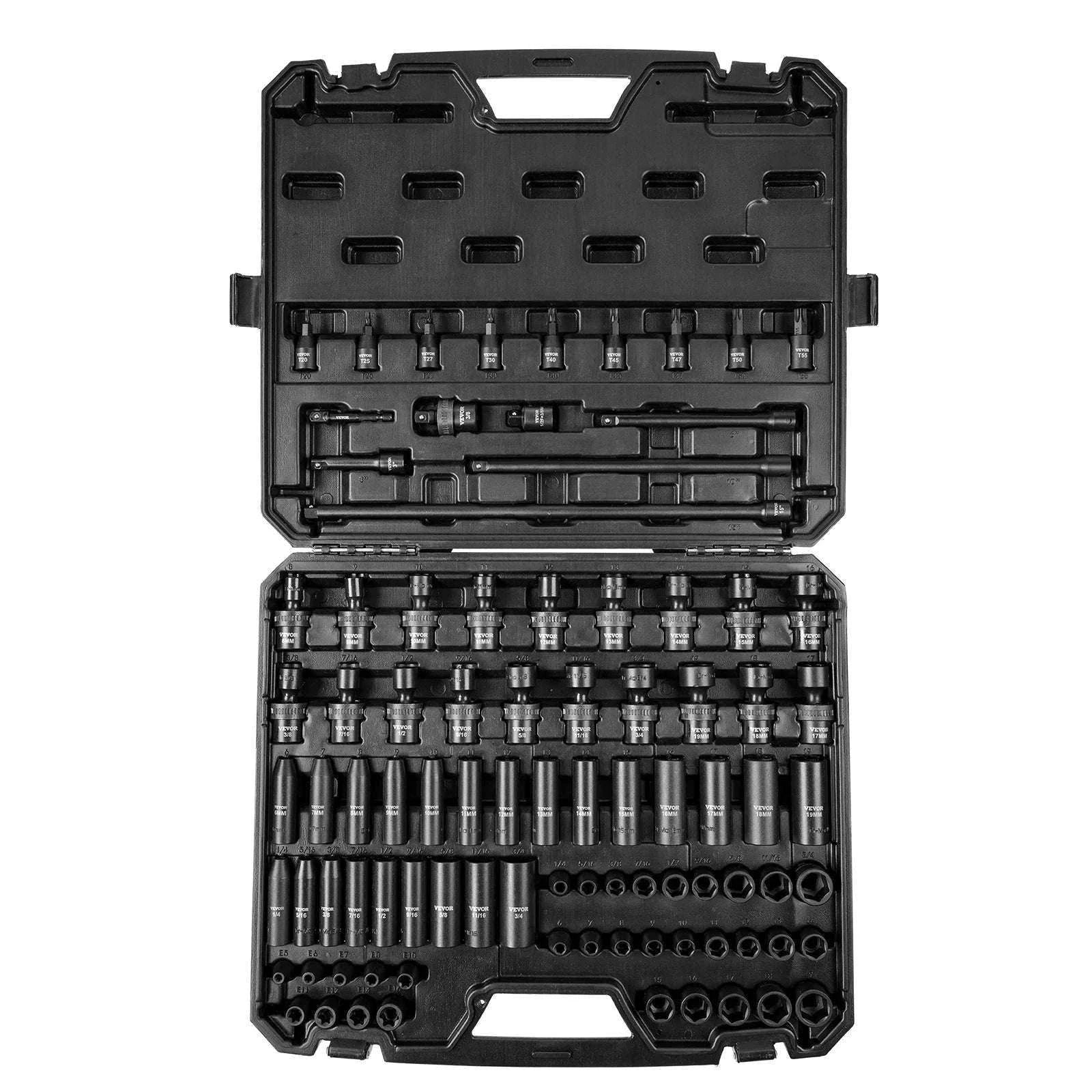 Impact Socket Set SAE & Metric Cr-V/Cr-Mo 13–90 Piece Tool Kit-Cr-Mo 34PCs / United States