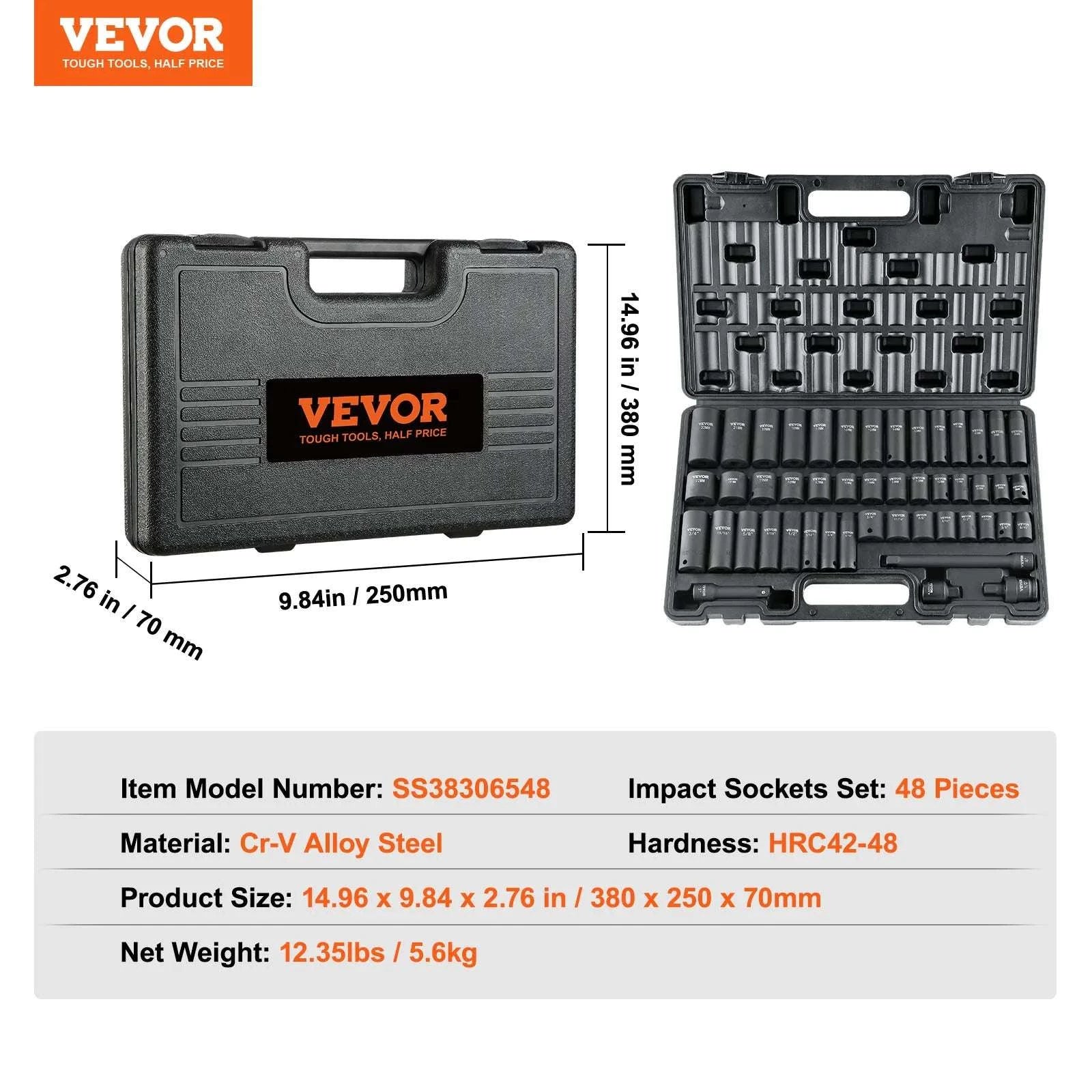 Impact Socket Set SAE & Metric Deep Sockets 23–65 Pieces-23PCs Cr-V / United States