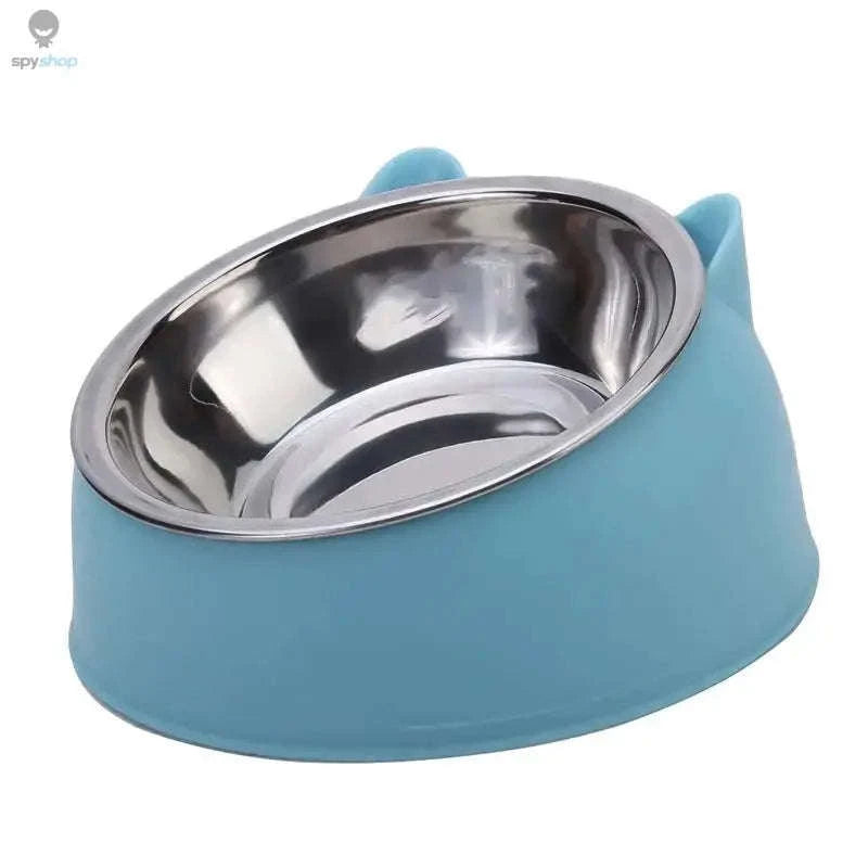 Inclined Stainless Steel Pet Bowl – Ergonomic Elevated Design for Cats and Dogs-Green