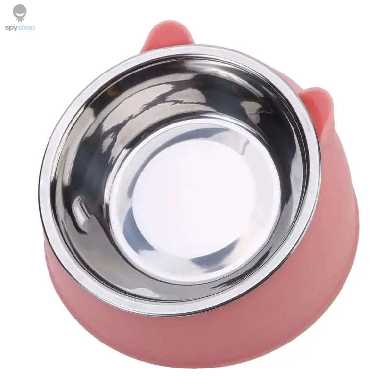 Inclined Stainless Steel Pet Bowl – Ergonomic Elevated Design for Cats and Dogs-Green