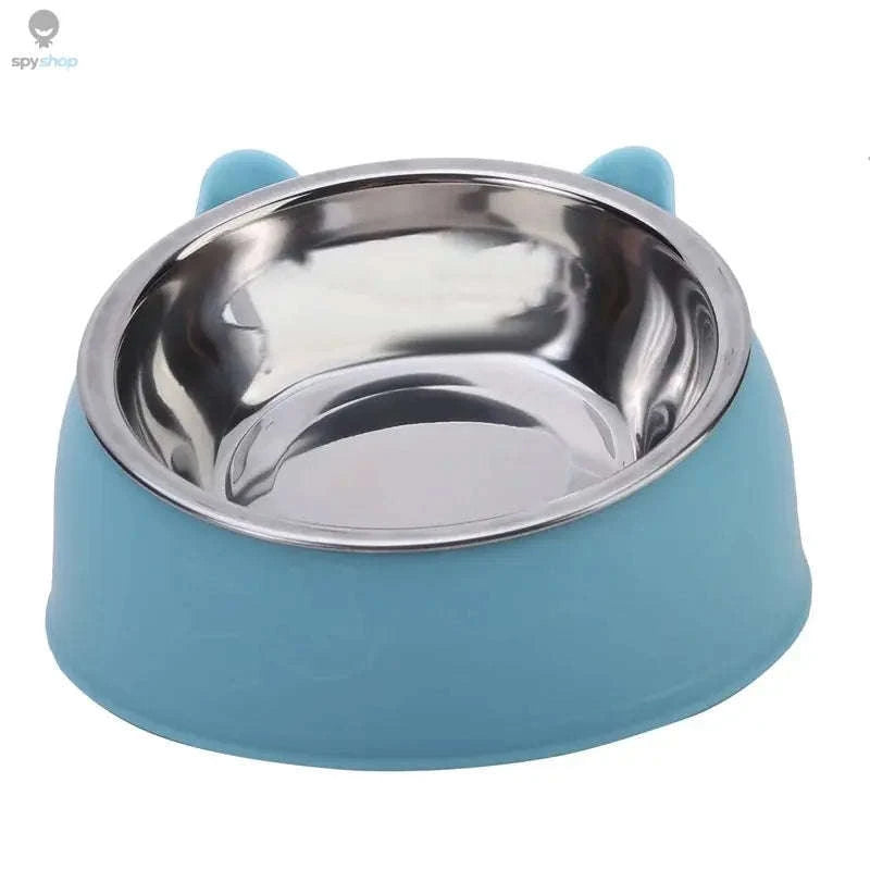 Inclined Stainless Steel Pet Bowl – Ergonomic Elevated Design for Cats and Dogs-Green