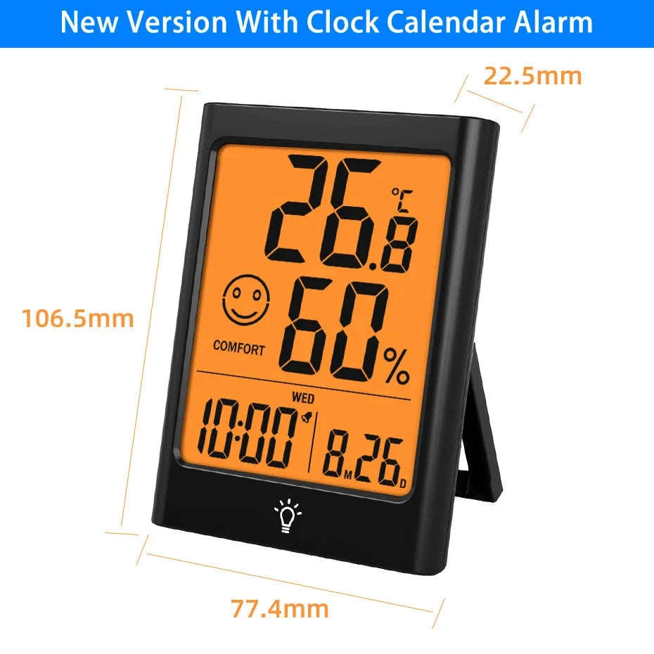 Indoor Digital Temperature Humidity Meter with Stand and Magnet-B White