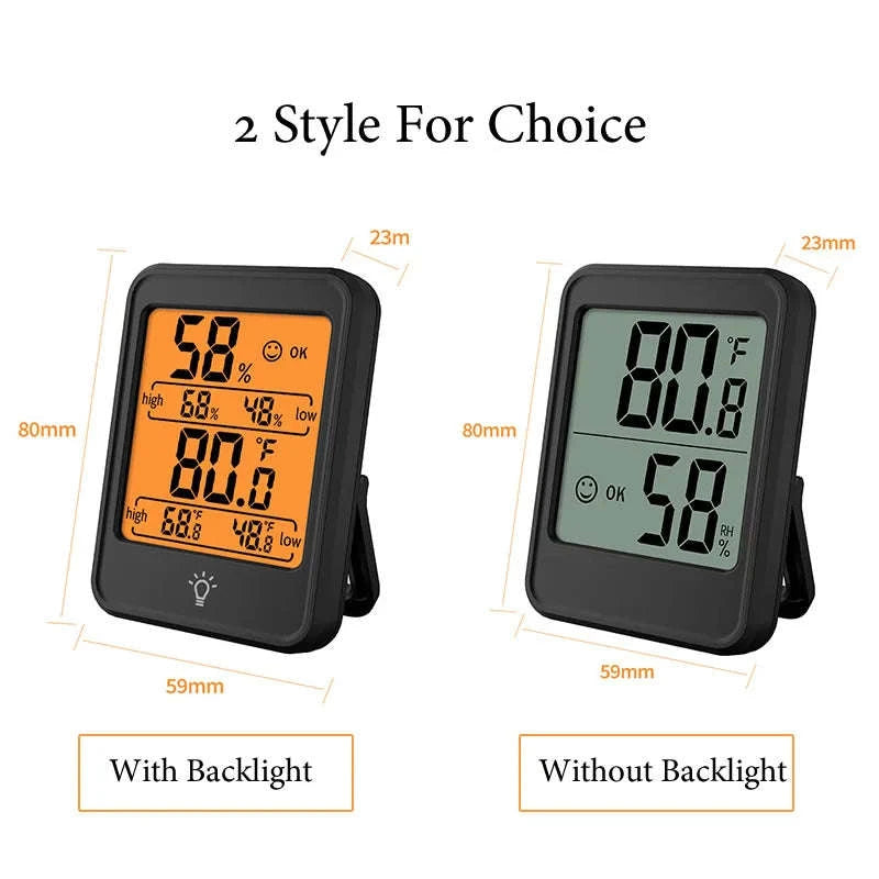 Indoor Digital Temperature Humidity Meter with Stand and Magnet-B White