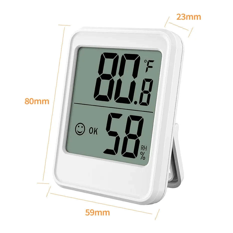 Indoor Digital Temperature Humidity Meter with Stand and Magnet-B White