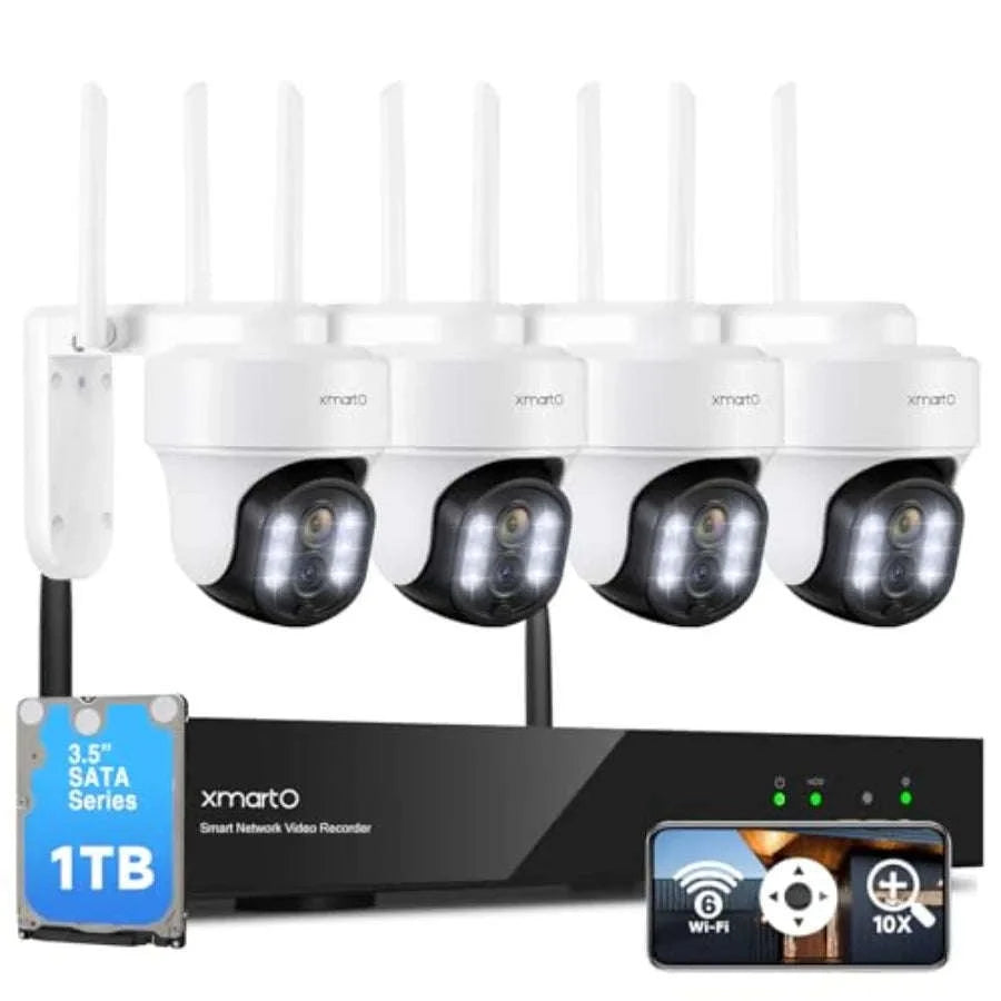 Indoor/Outdoor Security Camera System with 10X Zoom PTZ Tracking-United States / PTZCameraSet1TB
