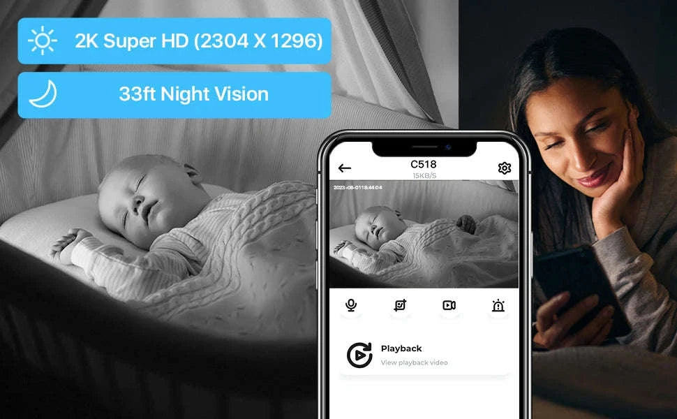 Indoor Security Camera 2K 360° Baby & Pet Monitor with AI Tracking-1PCS 3MP Cam / japan