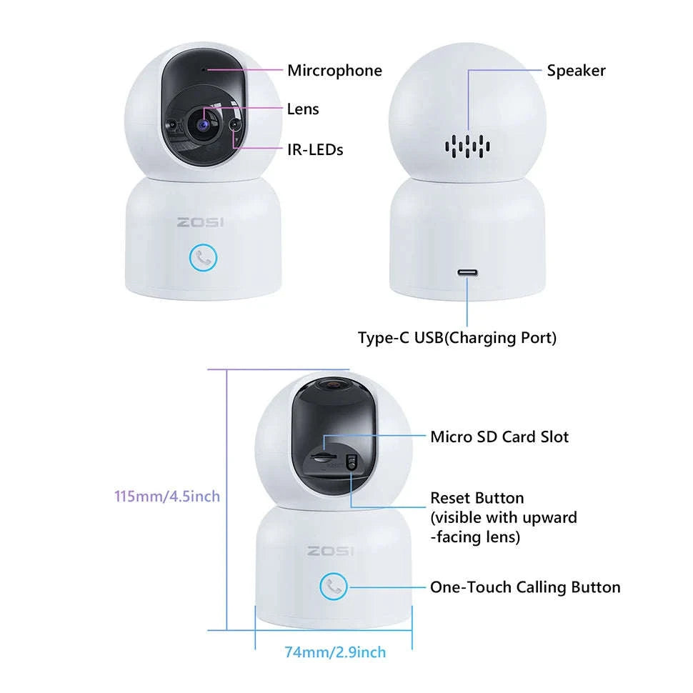 Indoor Security Camera 2K 360° Baby & Pet Monitor with AI Tracking-1PCS 3MP Cam / japan