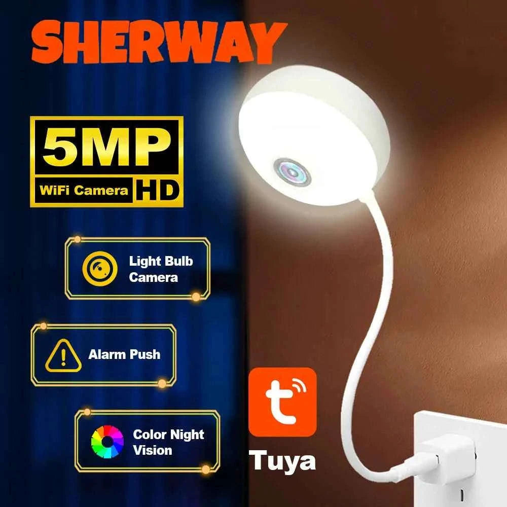 Indoor USB Light Bulb WiFi Camera 2K 5MP Mini Wireless Security Camera-2PC NO SD Card / USB