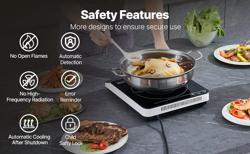 Portable Induction Cooktop 1500W with 9 Heat Levels & Timer