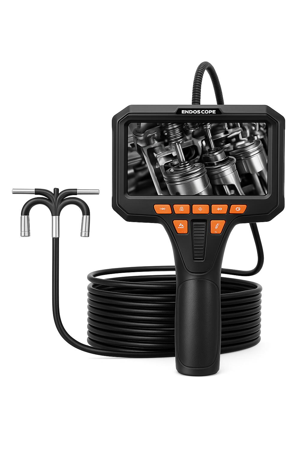 Industrial Endoscope 360° Two-Way Articulating Borescope with 4.5" IPS Screen