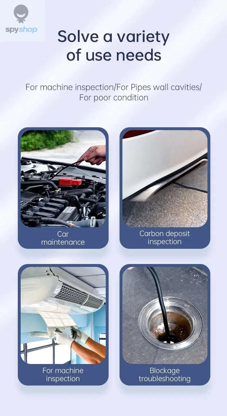 Industrial Endoscope Camera C30M – 1080P Inspection Scope with 4.3" IPS Screen-8MM Dual Lens / 10M