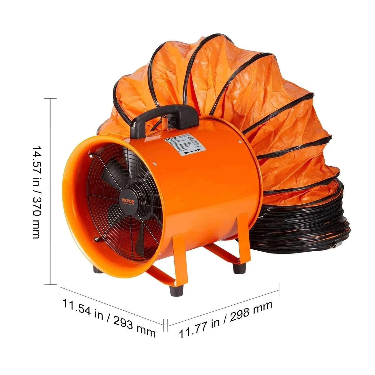 Industrial Exhaust Fan with 5M Duct High Airflow Ventilation Blower-367W 12inch / GERMANY