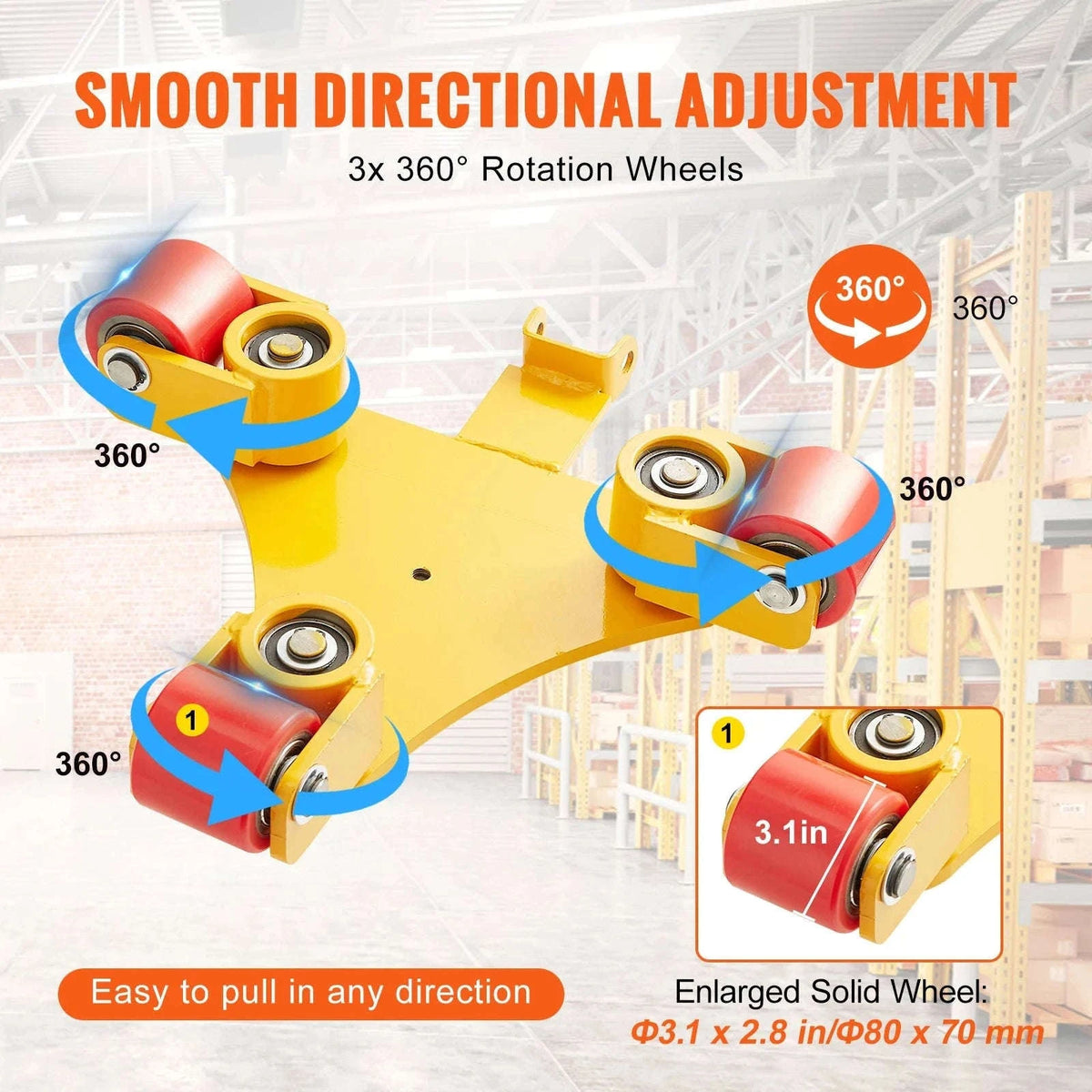 Industrial Heavy Duty Machinery Skate Dolly with Handle and 360° Swivel Wheels-A 1pc / CZECH REPUBLIC