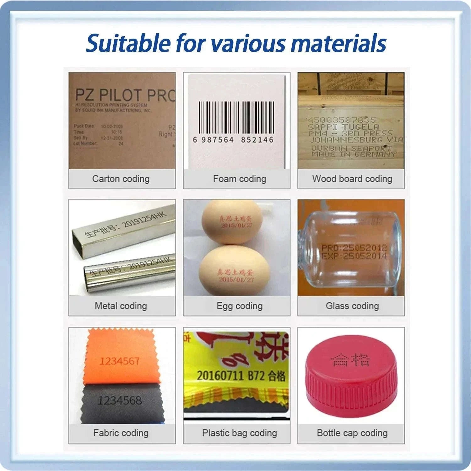 Industrial Inkjet Printer 600dpi QR Barcode Date Coding Machine-12.7mm with 1 ink / EU Plug