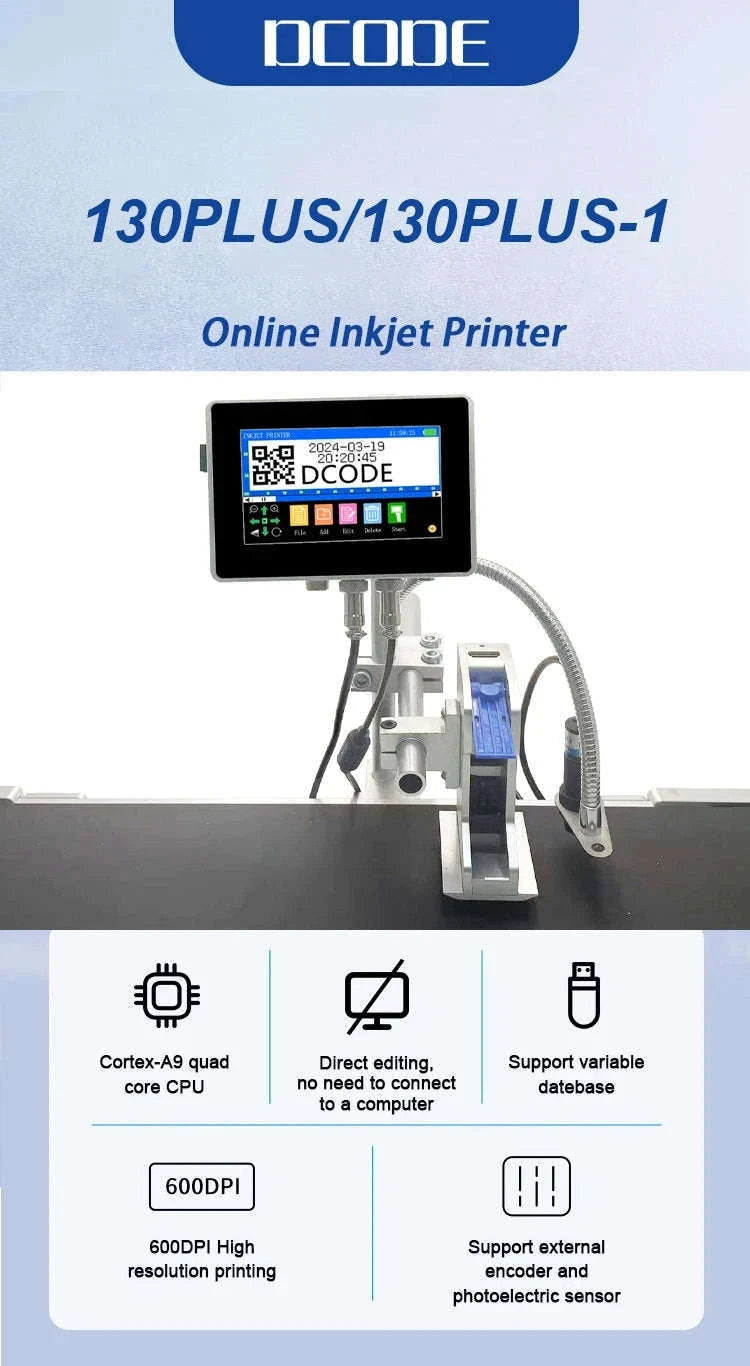 Industrial Inkjet Printer 600dpi QR Barcode Date Coding Machine-12.7mm with 1 ink / EU Plug