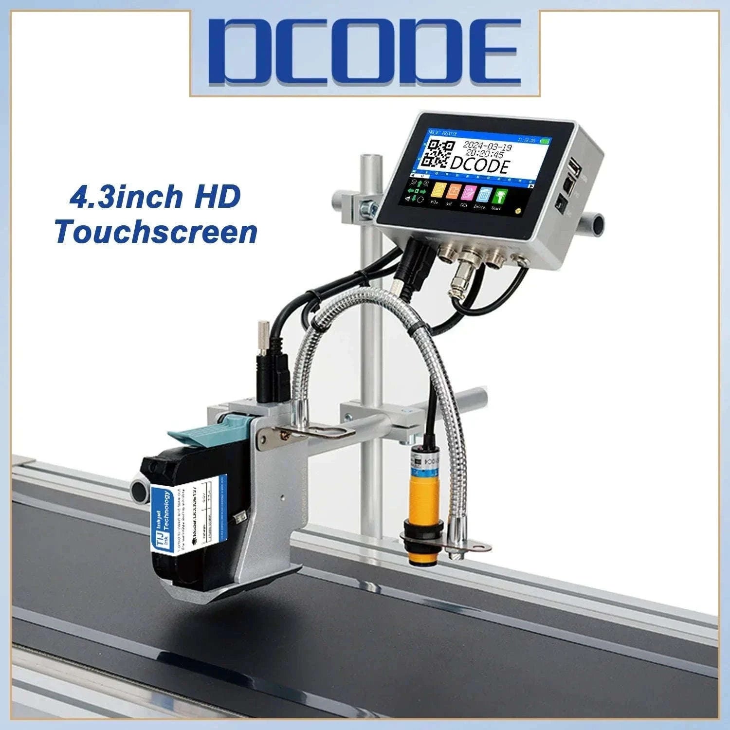 Industrial Inkjet Printer 600dpi QR Barcode Date Coding Machine-12.7mm with 1 ink / EU Plug