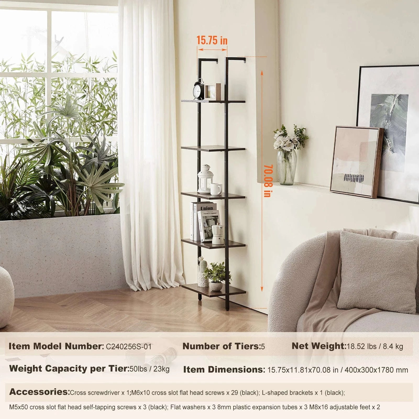 Industrial Pipe Wall Mount Floating Shelf Rack-4 Tiers 3 strokes / United States