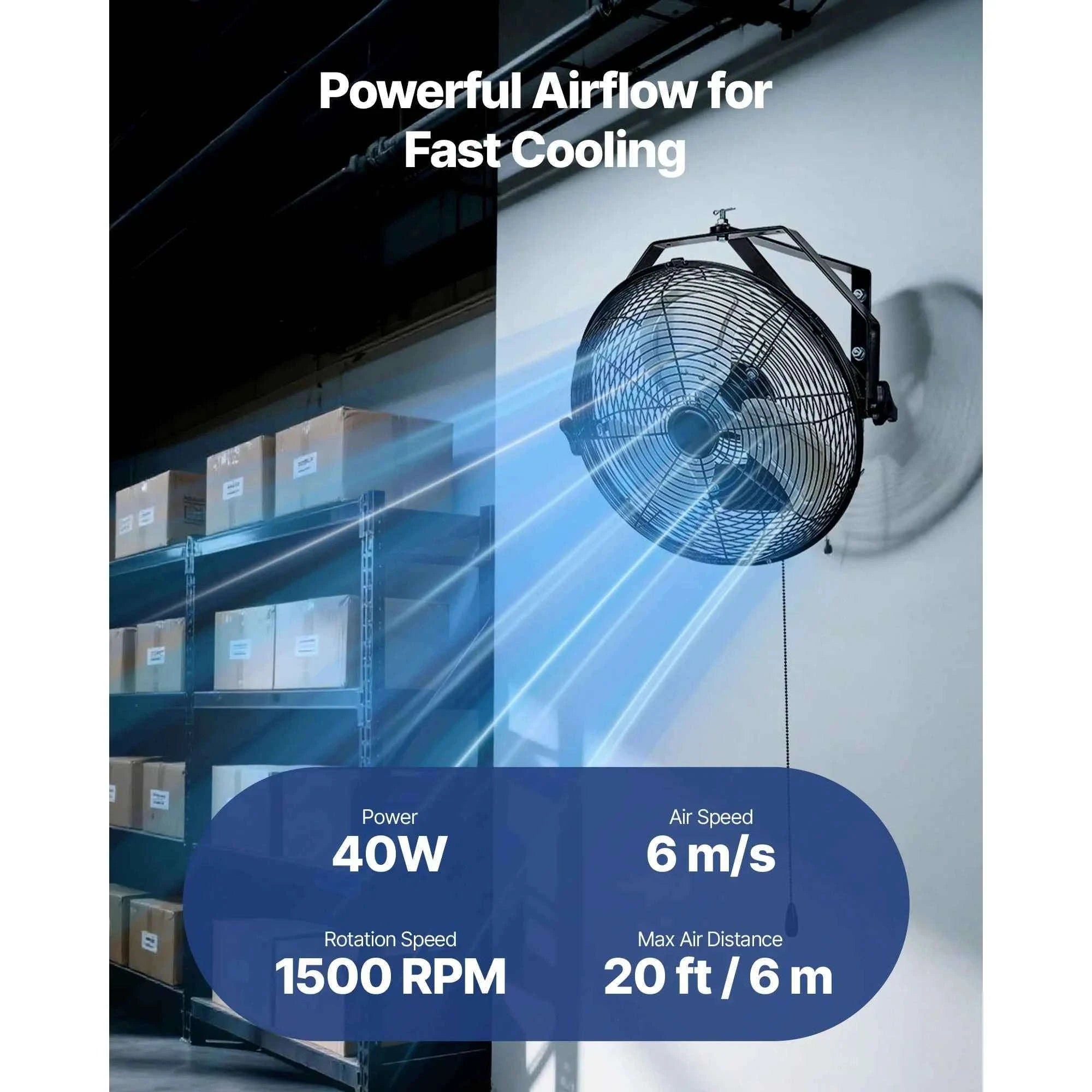 Industrial Wall Mount Fan High Velocity Waterproof Aluminum Blades for Workshop Warehouse Greenhouse-95 W / United States