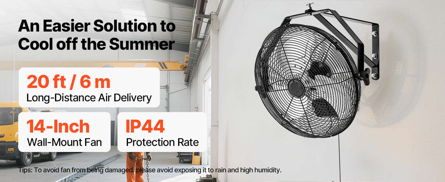 Industrial Wall Mount Fan High Velocity Waterproof Aluminum Blades for Workshop Warehouse Greenhouse-95 W / United States