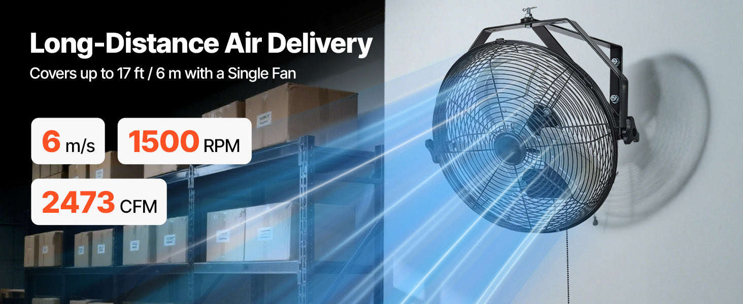 Industrial Wall Mount Fan High Velocity Waterproof Aluminum Blades for Workshop Warehouse Greenhouse-95 W / United States