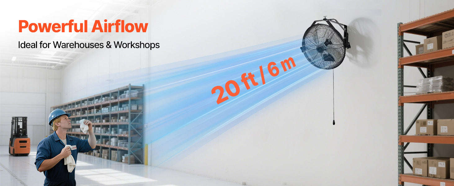 Industrial Wall Mount Fan High Velocity Waterproof Aluminum Blades for Workshop Warehouse Greenhouse-95 W / United States
