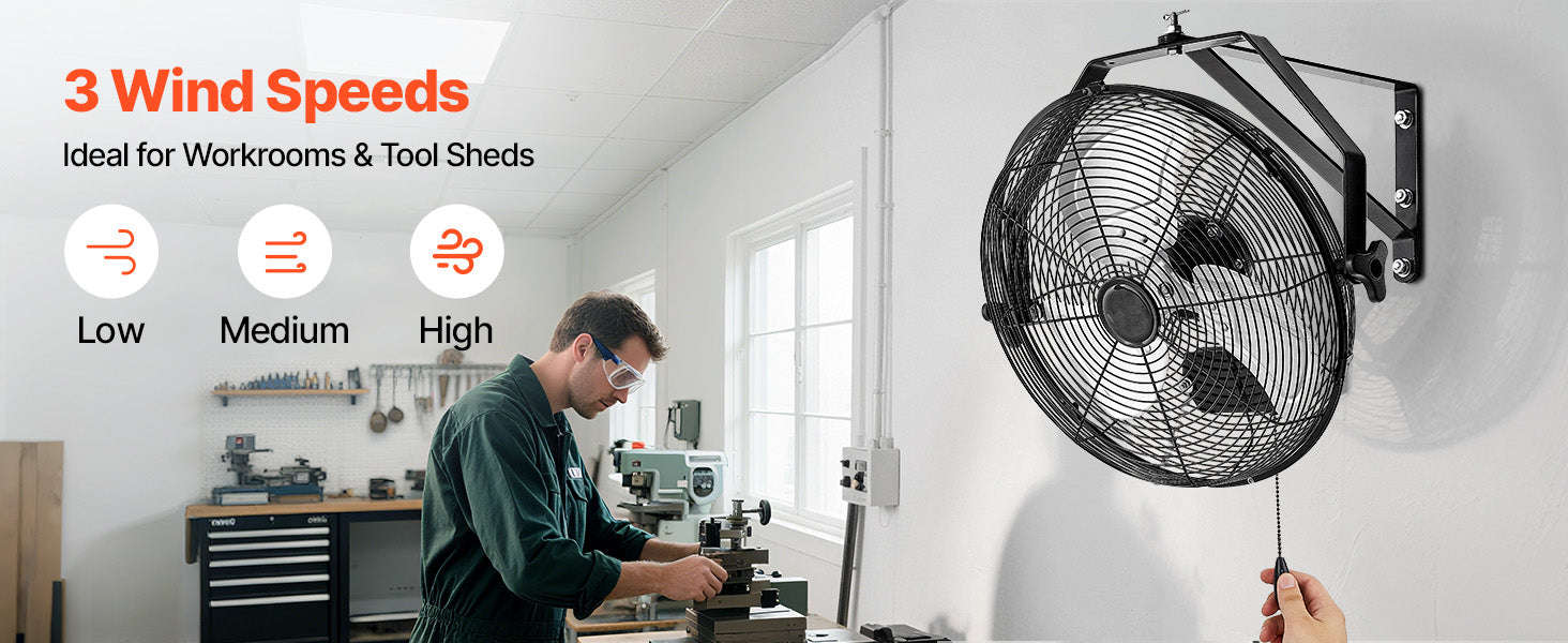 Industrial Wall Mount Fan High Velocity Waterproof Aluminum Blades for Workshop Warehouse Greenhouse-95 W / United States