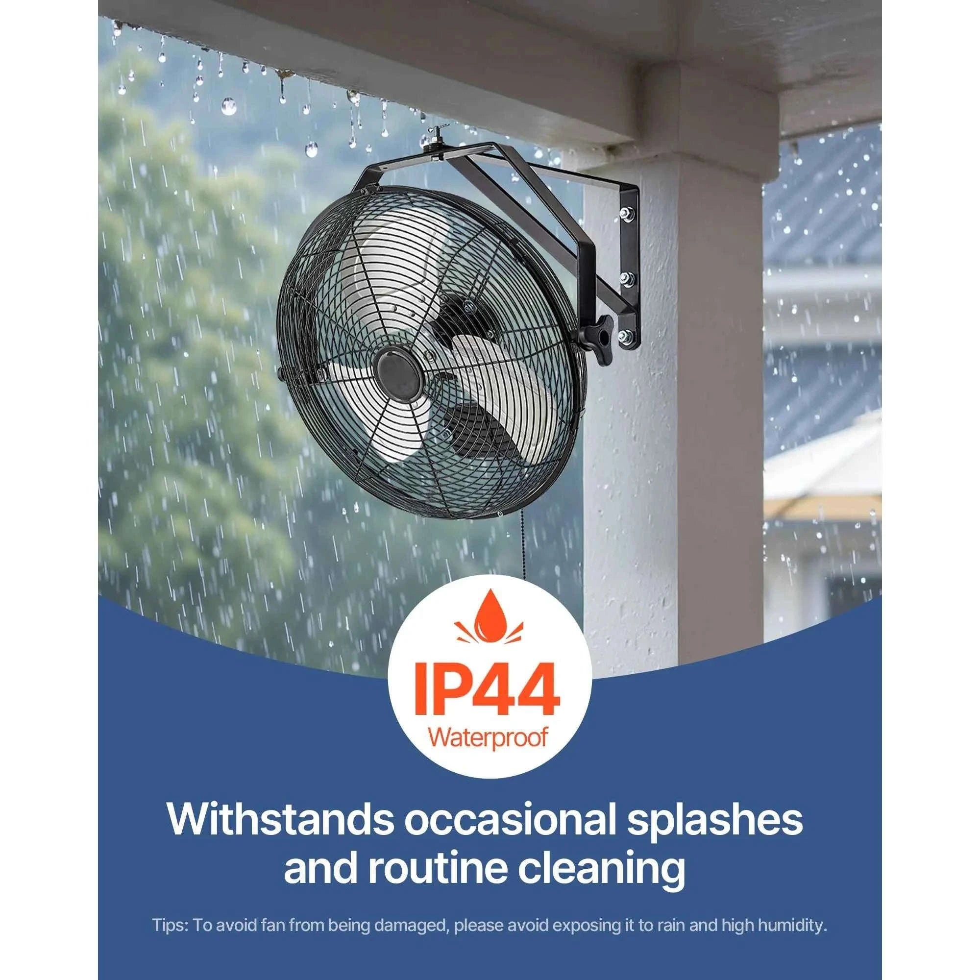 Industrial Wall Mount Fan High Velocity Waterproof Aluminum Blades for Workshop Warehouse Greenhouse-95 W / United States