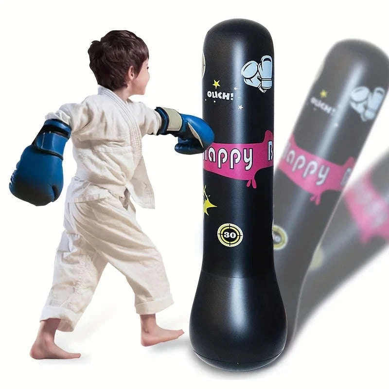 Inflatable Bopper Kids Punching Bag with Bounce-Back Action-black