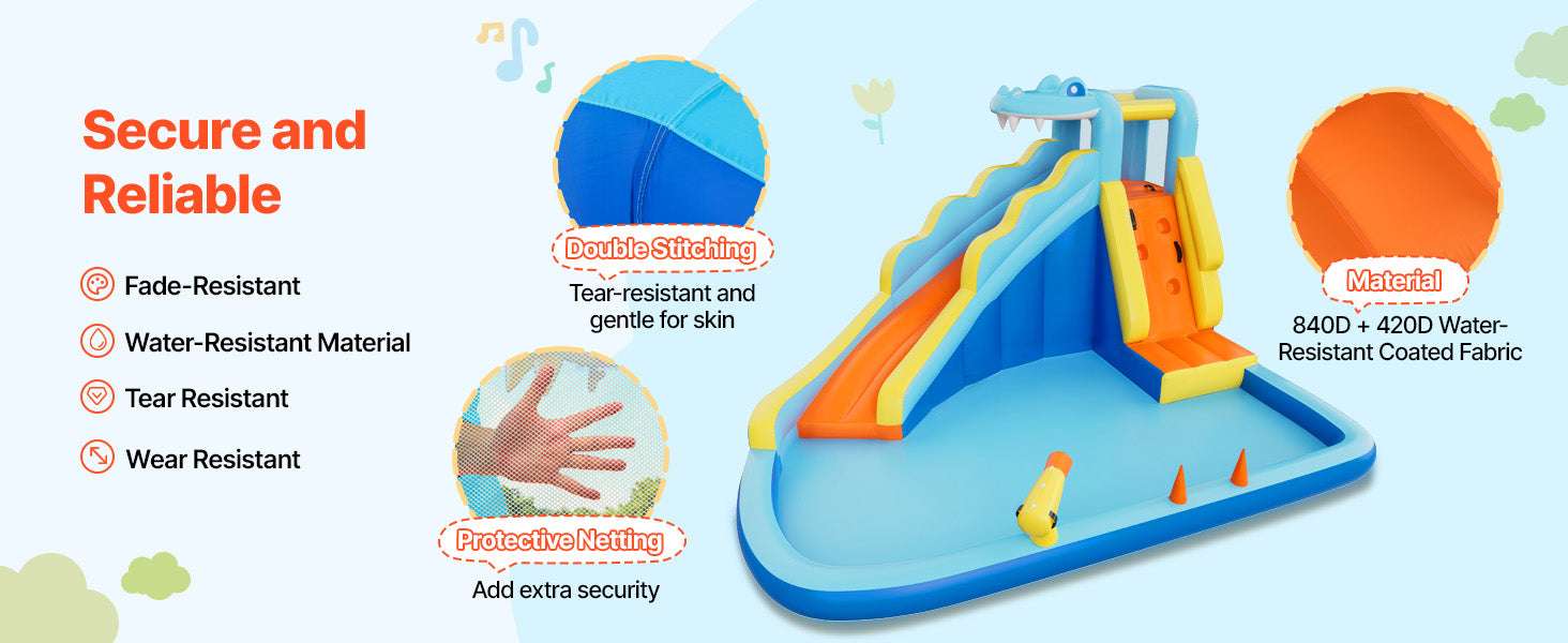 Inflatable Bounce House Water Slide with Splash Pool & Climbing Wall-11.6 x 13.1 x 7.7 ft / United States