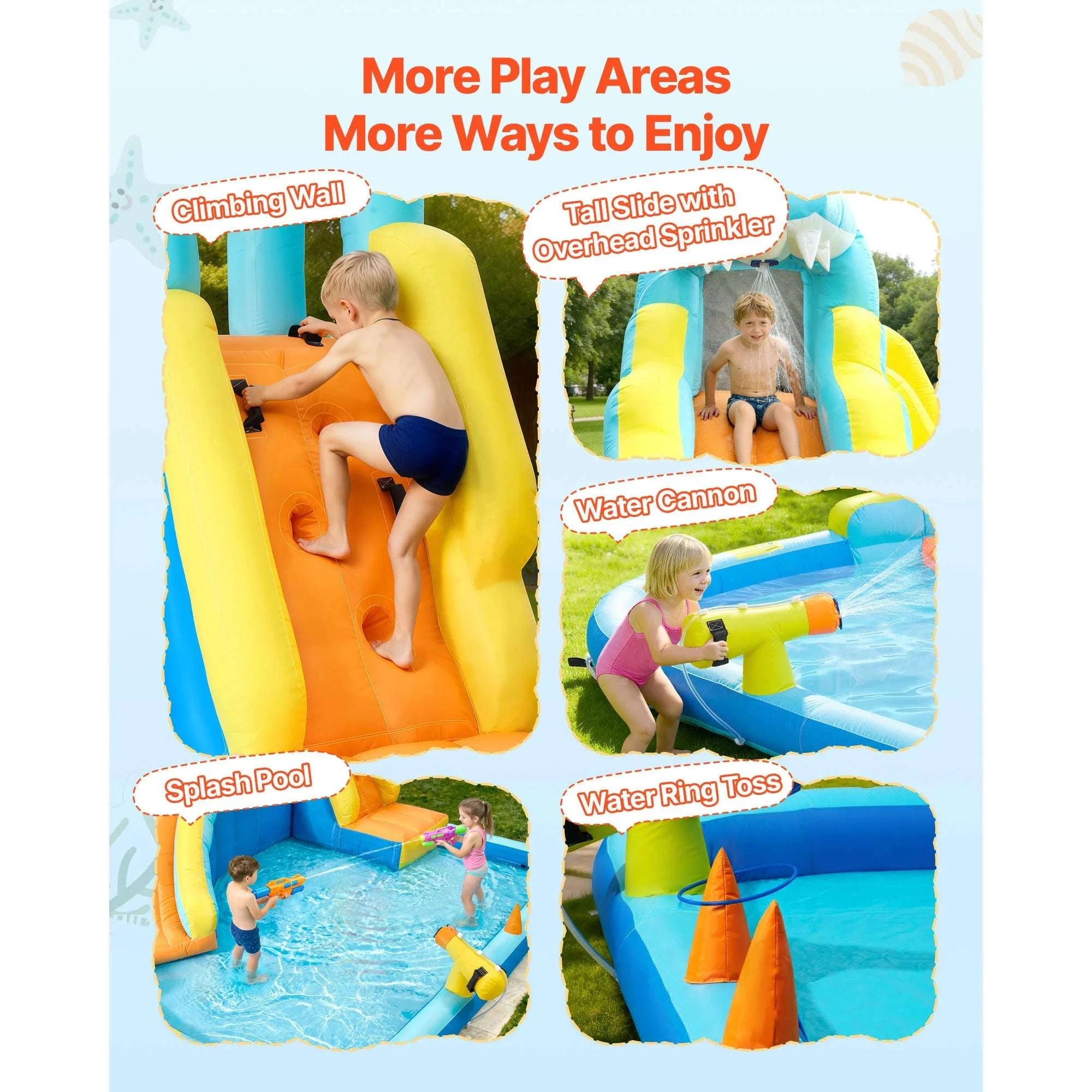 Inflatable Bounce House Water Slide with Splash Pool & Climbing Wall-11.6 x 13.1 x 7.7 ft / United States