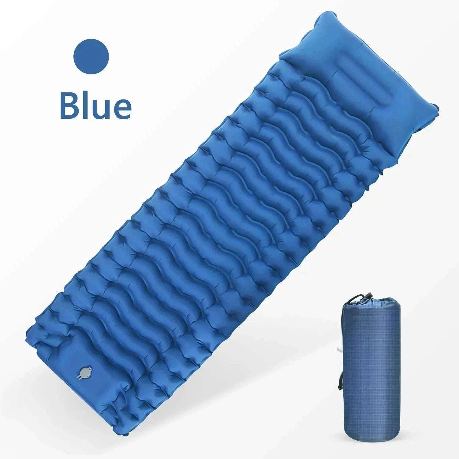 Inflatable Camping Mattress with Built-In Pillow and Pump-Green / One Seat