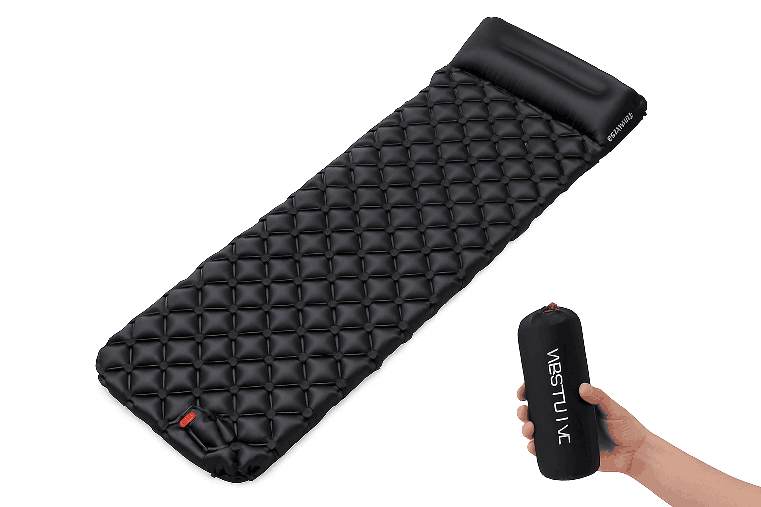 Inflatable Camping Mattress with Built-In Pump and Pillow-Royal Blue