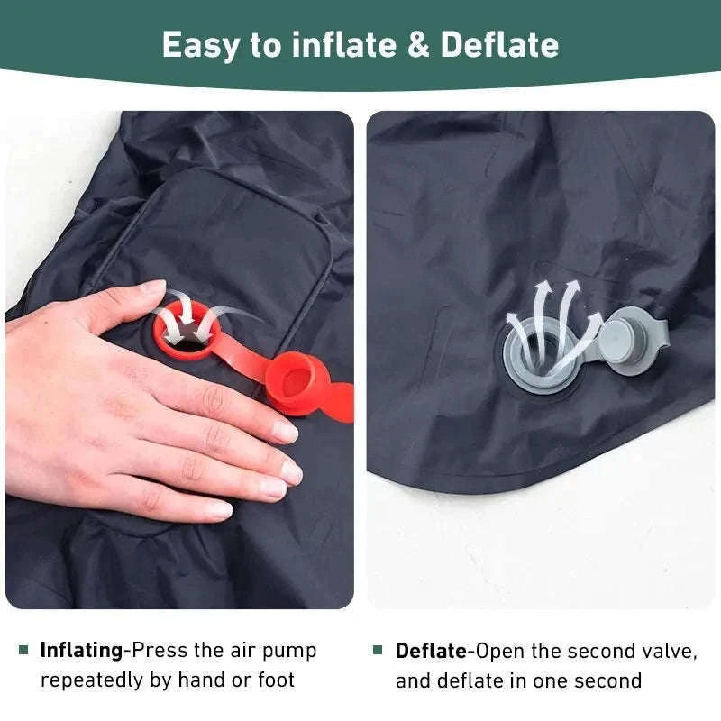 Inflatable Camping Mattress with Built-In Pump and Pillow-Royal Blue