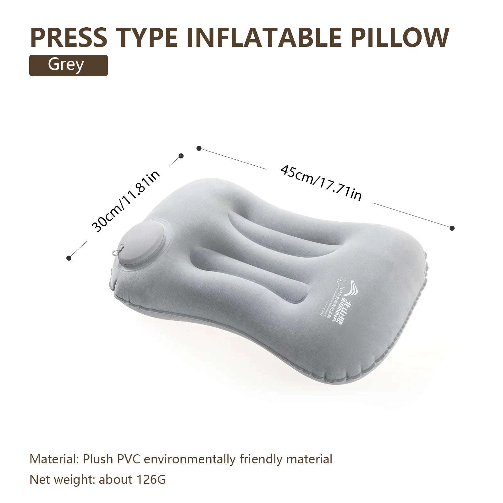 Inflatable Camping Pillow with Built-In Pump, Ultralight Travel Support-Blue / China Mainland