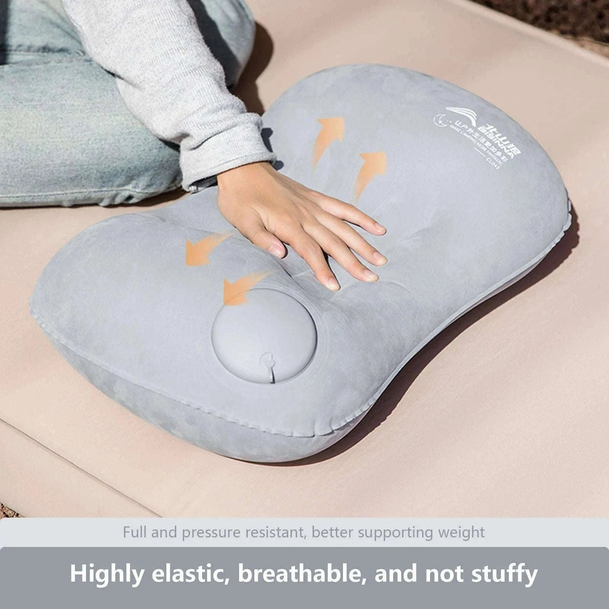 Inflatable Camping Pillow with Built-In Pump, Ultralight Travel Support-Blue / China Mainland