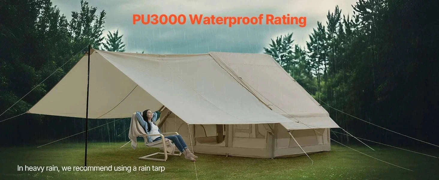 Inflatable Camping Tent for 3–5 People with Pump & Canopy-france