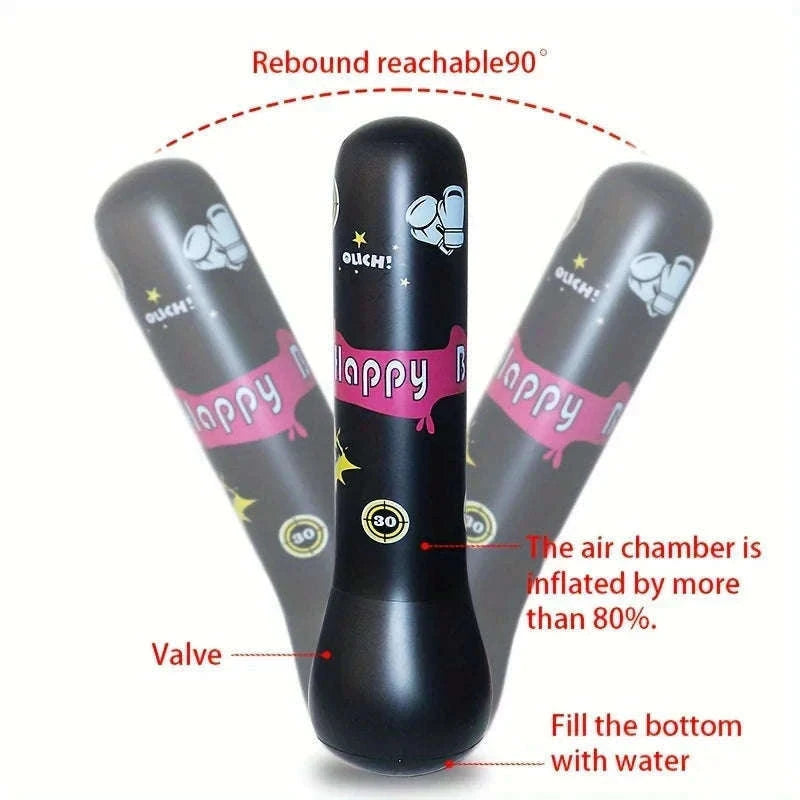 Inflatable Kids Punching Bag with Bounce-Back Action-black
