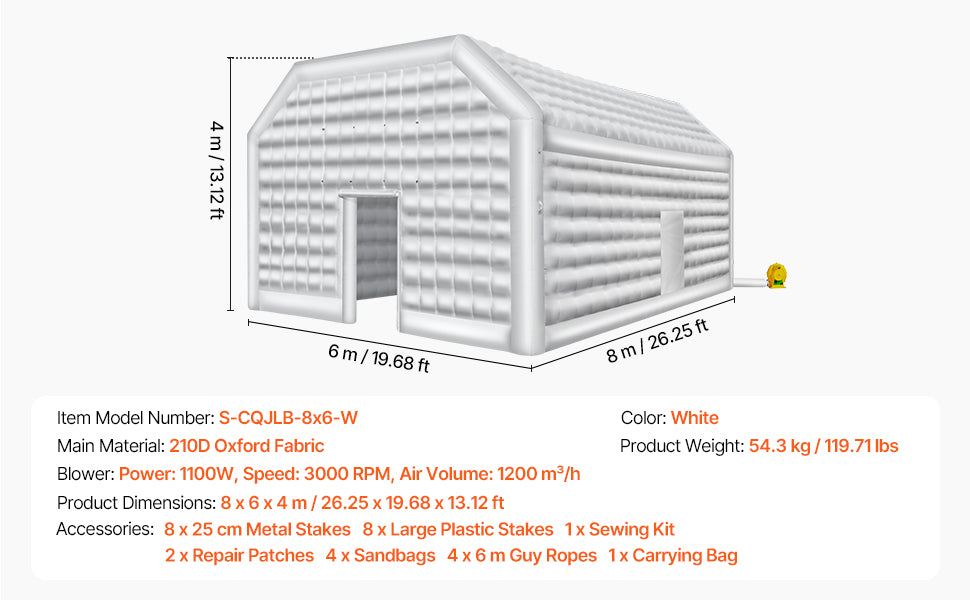 Inflatable Party Tent with Blower and Sandbags