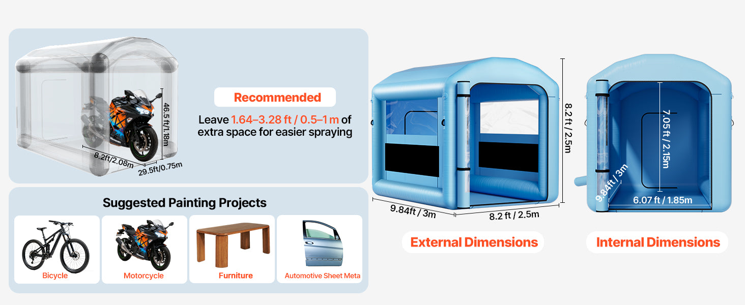 SucceBuy Inflatable Paint Booth Inflatable Spray Booth with Powerful Blower and Air Filter System Round Roof with Light Hook