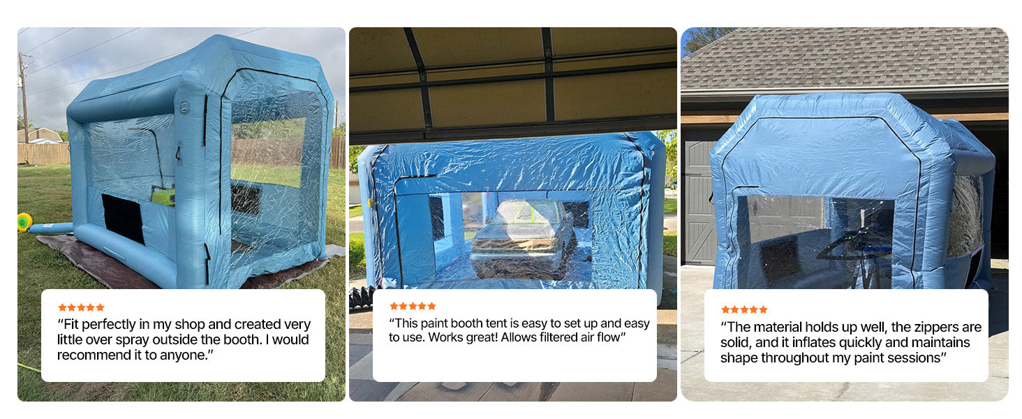 SucceBuy Inflatable Paint Booth Inflatable Spray Booth with Powerful Blower and Air Filter System Round Roof with Light Hook