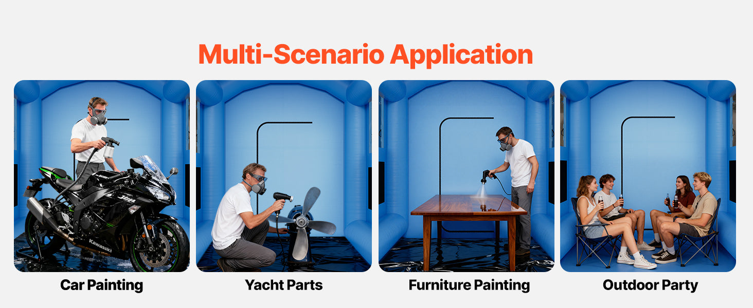 SucceBuy Inflatable Paint Booth Inflatable Spray Booth with Powerful Blower and Air Filter System Round Roof with Light Hook